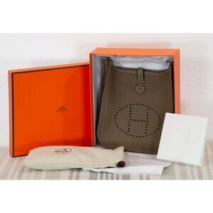 Hermès Etoupe Clemence Mini Evelyne II TPM 16 Palladium Hardware, 2024